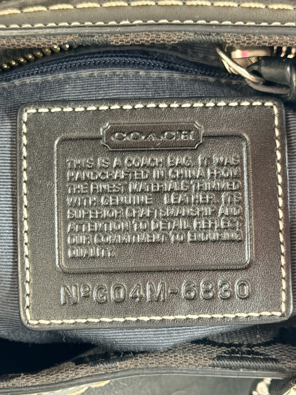 VTG Coach Hampton Black Leather Satchel Top Handle Jacquard Handbag K04M-6830 - Picture 15 of 16